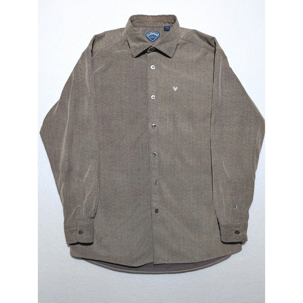 Vintage Callaway Golf Micro Corduroy Shirt Mens M Brown Button Up 90s‎ 100%...